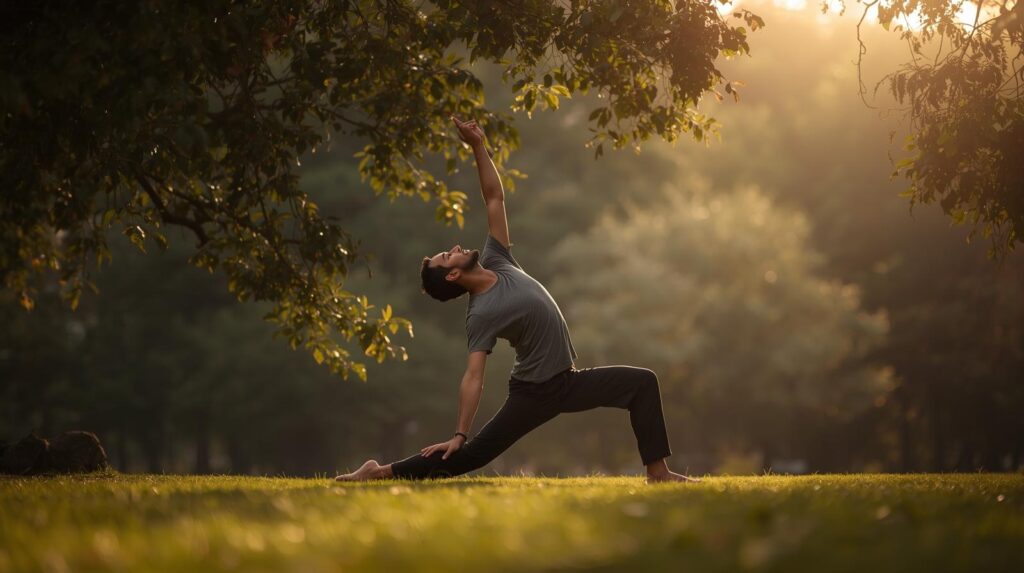 Person practicing yoga outdoors